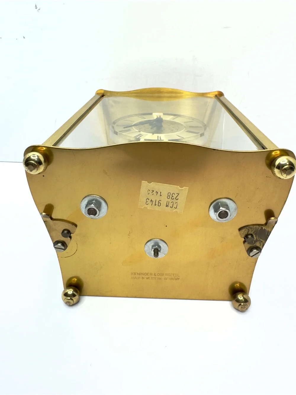 Kundo Quartz Brass Glass Mantel Clock West Germany Working, READ DESCRIPTION